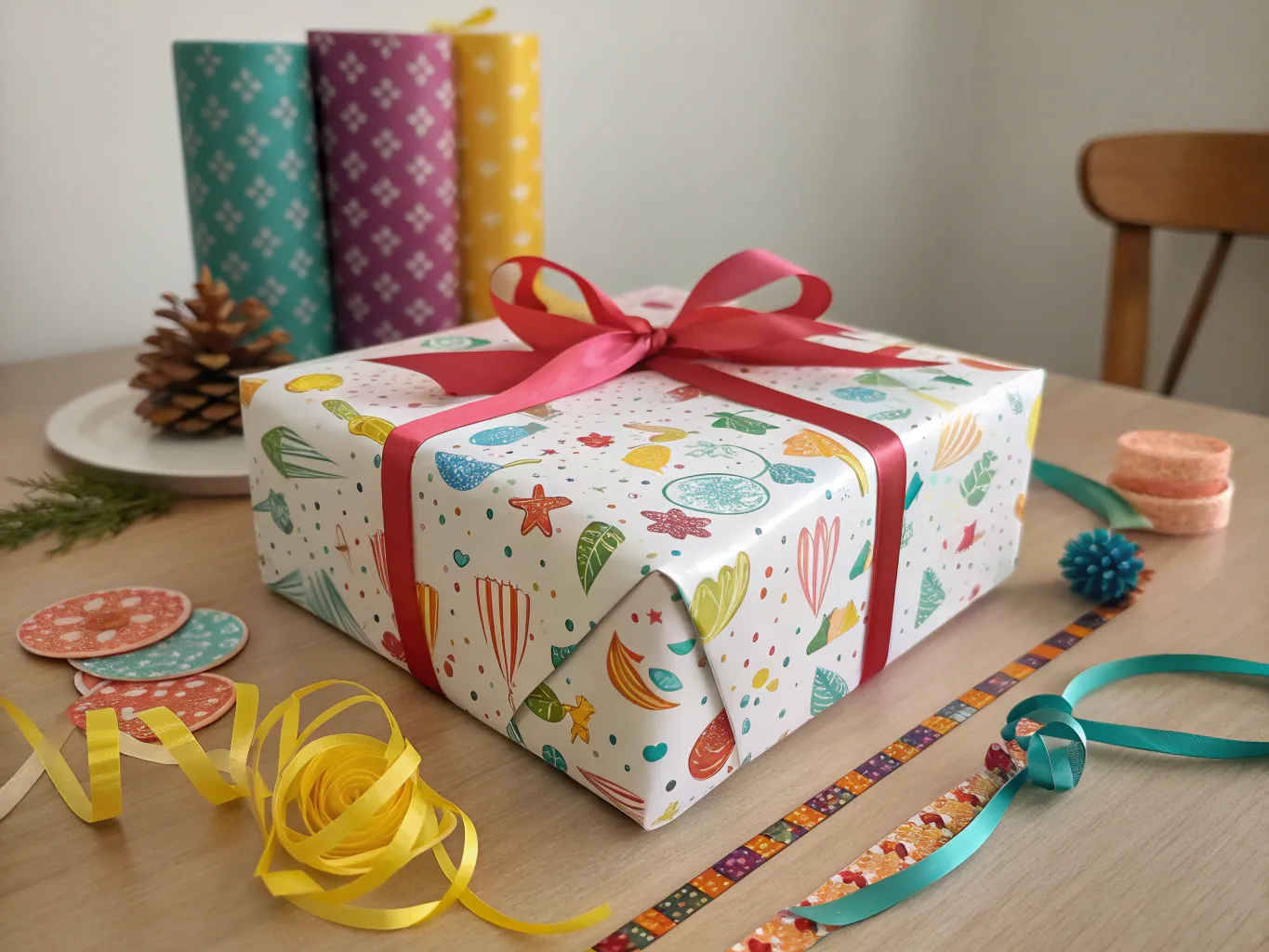 Colorful wrapped present